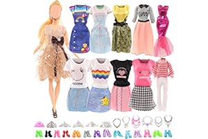 Miunana 27 Pezzi Per 11.5 Pollici 28 - 30 cm Bambola Princess Principessa: 5 Vestiti Abiti + 10 PCS Scarpe + 6 Corona + 6 Collana (Selezionati A Caso)