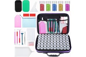 Kinsinder 60 Slots Diamond Painting Koffer Aufbewahrung Zubehör Boxen, 5D Diamond Painting Zubehör Boxen für DIY Diamant Malerei Zubehör DIY Kunst Handwerk (Violett)