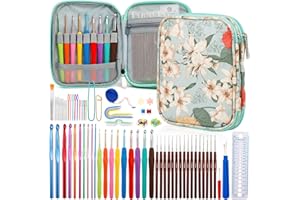 Doxiru Crochet Hooks Set, Ergonomic Soft Rubber Crochet Hooks with Comfort Grip for Knitting for Beginners, Adults, Colorful Crochet Kits, Accessory Sets and Various Types of Needles