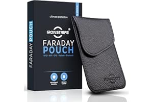 Ironstripe Faraday Pouch | Real Leather Faraday Bag for Key Fob Protector Pouch RFID Blocking | Premium Quality | Stylish Anti-Theft Car Key Case/Jammer Signal Blocker for Keyless Entry Systems