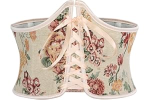 SCARLET DARKNESS Women Floral Corset Belt Lace-up Renaissance Cottagecore Wide Waist Belts for Dresses