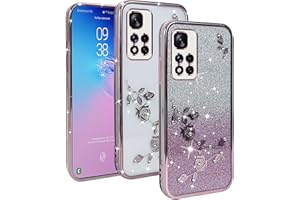 XINYEXIN Funda Glitter para Xiaomi Redmi Note 11 Pro Plus 5G (11 Pro+ 5G), Carcasa Teléfono Antigolpes Transparente Bling Sparkle, Ultra Delgado Cute Brillante para Niñas y Mujeres - Oro Rosa