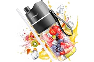 VIVIDMOO Tragbarer Mixer für Smoothies und Shakes, Tragbarer Persönlicher 475mL Mixer Smoothie Maker - USB Wiederaufladbarer 5000mAh Mini-Mixer mit 10 Klingen für Saft, Babynahrung, Reisen, BPA-Free (schwarz)