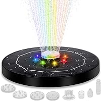 Solar Springbrunnen 2021 Update,3W Solar Teichpumpe Garten Wasserpumpe mit LED Licht & Solar Panel 6 Fontänenstile Solar…