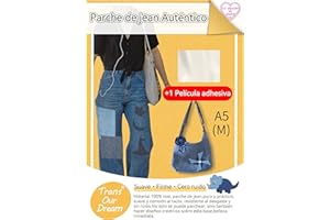 TransOurDream-Parche termoadhesivo resistente de tela vaquera 100% auténtica,A5 (tamaño M), 4 hojas,negro，Puede reparar jeans, ropa de trabajo, casas para mascotas, asientos de sofá, etc.