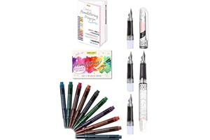 ‎ONLINE Online 12398 Handlettering 2 Go Schönschreib-Set | inkl. 1,4 mm Kalligraphie Füller & drei Federstärken | 10 Kombi-Patronen in verschiedenen Farben | inkl. Booklet mit Übungen & Magazin, Soft Marble