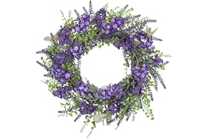 ‎ARBORUS Arborus Künstlicher Lavendel Kranz Kunstblume 50 CM Türkranz Künstlich Wildblumen Frühling Deko Künstliche Blumen Violett Deko Kranz für Tür Wand Tisch im Wohnzimmer Schlafzimmer Badezimmer Büro Hotel