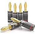 BlueRigger Banana Plugs 3 Pairs / 6 pcs (Closed Dual Screw) - 3 Pack Gold Plated Speaker Plugs Connector for Speaker Wire, Amplifier, Receiver, Banana Wall Plate, Home Theater