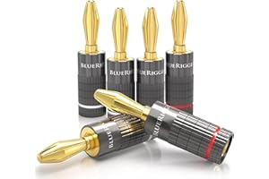 BlueRigger Banana Plugs 3 Pairs / 6 pcs (Closed Dual Screw) - 3 Pack Gold Plated Speaker Plugs Connector for Speaker Wire, Amplifier, Receiver, Banana Wall Plate, Home Theater