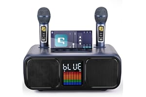 GJCrafts Karaoke,30W Tutto-in-Uno Karaoke Professionale Completo con 2 Porte Riflettenti del Basso, Cassa Completo con 2 Wireless Microfonos e Slot per Ricarica, Controllo Tattile