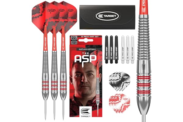 Target Darts Nathan Aspinall Brass Steel Tip Dart Set, 22G | Fast Point Darts, Pro Grip Shafts, No.2 Pro Ultra Dart-flygninga