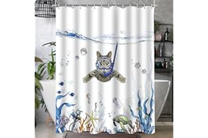 Lerores Tenda da doccia 240 x 180 cm, in tessuto antimuffa, con orlo appesantito, impermeabile, lavabile, in poliestere, 16 con occhielli e anelli per tenda da doccia, per bagno, vasca da bagno