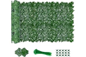 AGJIDSO Haie Artificielle 1x3M, Mur Vegetal Artificiel Exterieur, Brise Vue Jardin Décoration, Clôture de Feuilles Artificielles, 100 Pcs Serre Cable Plastique