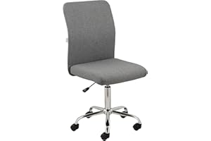 Baroni Home Bürostuhl aus Stoff, gepolsterter Bürostuhl 360° drehbar, Verstellbarer Höhe und ohne Armlehnen, ergonomischer Sitz, 44x50x110 cm, Grau