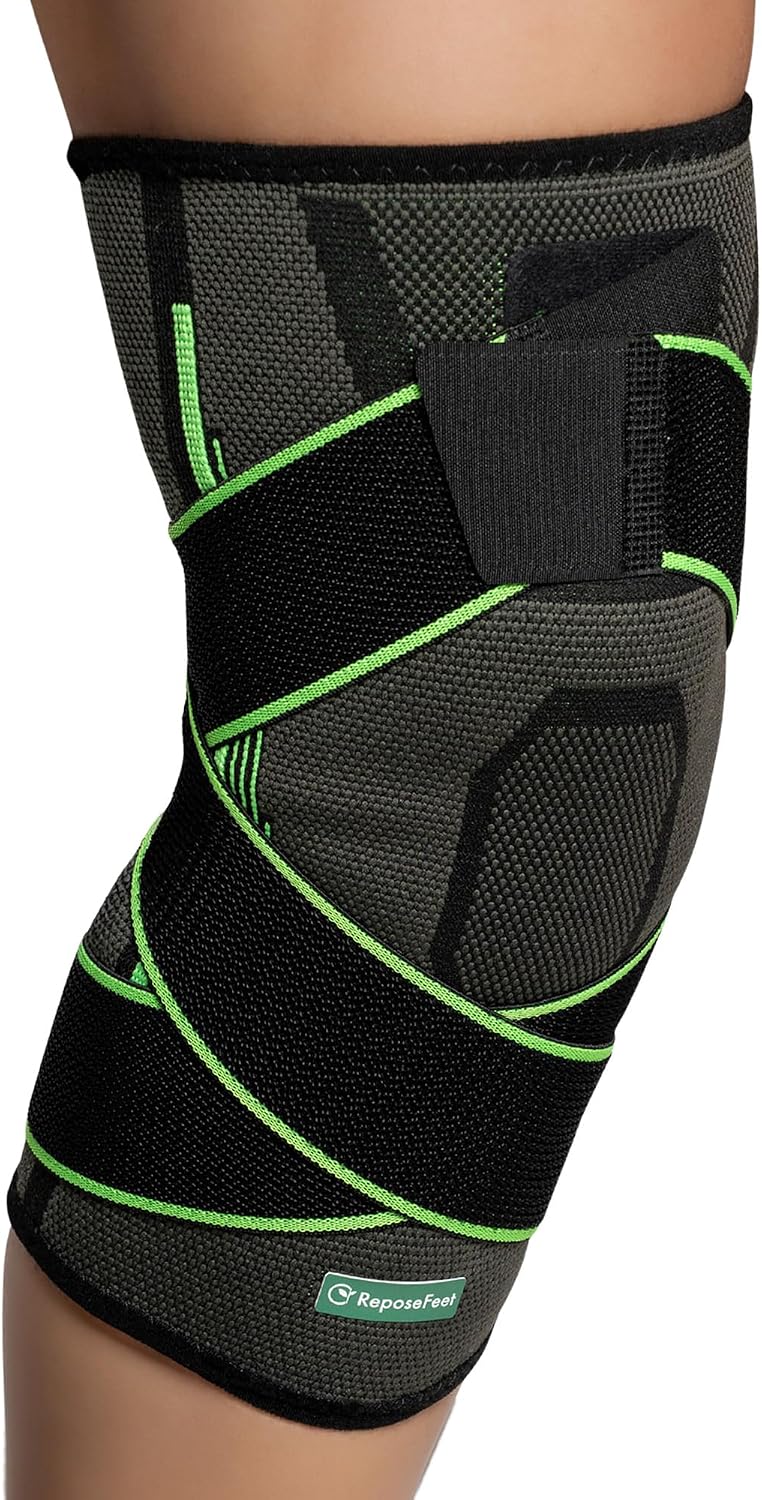 ReposeFeet Rodillera Menisco y Ligamentos – Compresión Estabilizadora Ajustable – Ideal para Deporte, Trabajo y Recuperación – Hombre y Mujer (L)