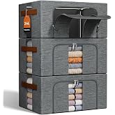 NiuBeBe Stackable Clothing Storage Box: Foldable Metal Bags Structure | Wardrobe Storage Organizer for Clothes, Sweaters, T-S