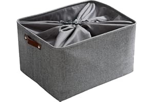 Mangata Grande Capacité de Panier de Rangement, Boîte de Rangement Pliant de Tissu de Toile Utilisé pour Armoire, Dressing, Penderie (Gris, XXLarge)