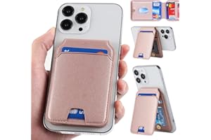 CAVOR Copmob Magsafe Wallet iPhone 15/15 Pro/15 Plus/15 Pro Max,Leder Magnetischer [5 Kartenfächer] Ständer Kartenhalter für iPhone 14/14 Pro/14 Pro Max/13/13 Pro/12/12 Pro/12 & 13 Pro Max - Roségold