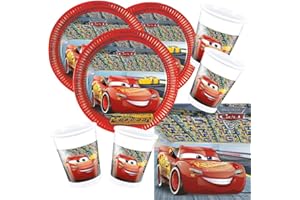 Procos 52-częściowy zestaw imprezowy Disney Pixar Cars 3 - talerzyki, kubki, serwetki dla 16 dzieci