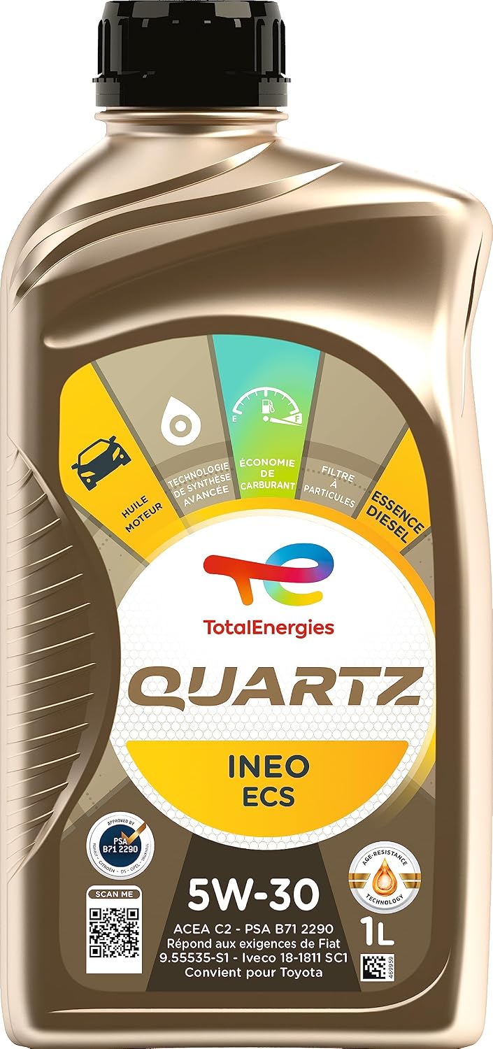 TotalEnergies Ineo ECS 5W-30 Quartz, benzine- en dieselmotorolie, 1 liter