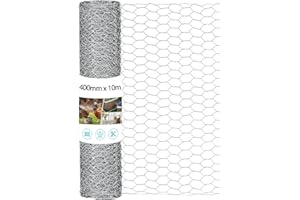 MAIYADUO Chicken Wire 40cm x 10m, Outdoor Anti-Rust Chicken Wire Fencing, Hexagonal Galvanized Chicken Wire Mesh, Protects Gardening Plants Vegetables Flowers Fruits From Squirrels, Dogs, Rabbits