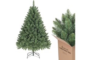 SALCAR Albero di Natale artificiale da 150 cm, con 458 punte, abete verde nordman con sistema pieghevole, ca. 106 cm di diametro