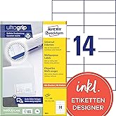 AVERY Zweckform 3653 Adressaufkleber (1.400 Klebeetiketten, 105x42,3mm auf A4, Papier matt, individuell bedruckbare Absendere