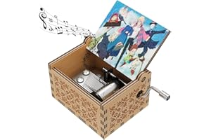 HLZK Carillon musicale con manovella, in legno intagliato anticato, motivo Sophie, per compleanno, Natale/Capodanno (stile legno, C), HL-06