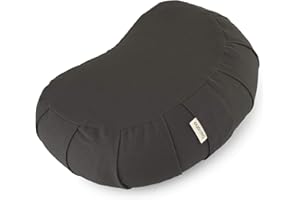 basaho CRESCENT Zafu Meditation Cushion | Organic Cotton | Buckwheat Hulls | Removable Washable Cover