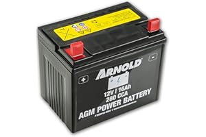 ARNOLD AGM Starterbatterie 12V 16Ah, 280 CCA für Rasentraktoren 5032-U3-0002, 12 V, schwarz