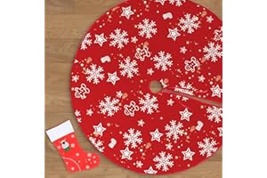 BITOYO Weihnachtsbaum Decke Rot,Weihnachtsbaum Rock 120cm, Christbaum Weihnachtsbaum Deko, Weihnachtsbaum Matte für Weihnachtsdekoration, Neujahr, Party und Hochzeit