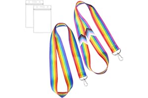 ‎GTOTD GTOTd Rainbow Lanyard Schlüsselband (2 Pcs) with ID Badge Holder Ausweishalter Decoartions (2 Pcs). Geschenke Merch LGBTQ Zubehör Key Zeichenfolge Brieftasche Schlüsselband für Teens