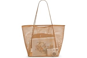KALIDI FANCY FOREST KALIDI Summer Beach Bag, Mesh Tote Bag for Women, Large Casual Shoulder Bag with Zipper Inner Pocket for Travel Daily Pool Gym Picnic, Lightweight Shopping Grocery Bag