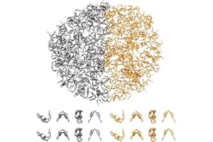 NBEADS Circa 400pz Punte per Perline A Crimpare in Acciaio Inossidabile, A Conchiglia Aperta Punte di Perline Ripiegabili Copri-Nodo Tappi Terminali per Nodi e Risultati di Crimpatura