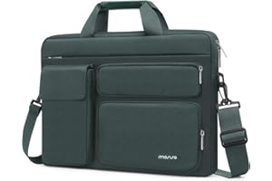 MOSISO Torba na ramię na laptopa z 2 podniesionymi i 1 klapą i 1 poziomą kieszenią, uchwytem i paskiem