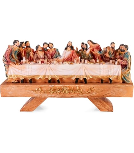 Figurine De Noël La Cène - Jésus Et 12 Disciples Peints à La Main, En Résine (36 Cm) - 4
