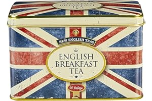 New English Teas Bandera Del Reino Unido: Lata De Té Con 40 Bolsitas De Té English Breakfast
