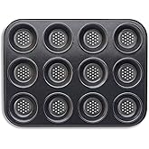 Tower T943007HG29 Precision Plus Shallow Muffin Tin with 12 Moulds Made in Aluminised Steel with a Non-Stick Coating, Black