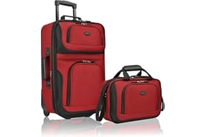 U.S. Traveler Rio - Juego de Equipaje de Mano expandible de Tela Resistente, Red, 2 Wheel, Rio - Maleta de Mano Ligera de 20 Pulgadas, diseño expandible, Duradera, para Negocios y Viajes