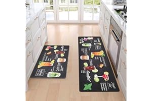 Guchuang Bedding Kitchen Mats Sets 2 Piece Anti Fatigue Kitchen Rug Sets Waterproof Non Slip Comfort Standing Mats for Kitchen, Home Office, Sink, Laundry