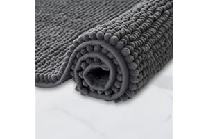 Decomira Mata łazienkowa antypoślizgowa z miękkiego Chenille | Super chłonne i można prać w pralce | Do łazienki, pod prysznic, do wanny lub jako mata WC | Antracyt - 40x60 cm