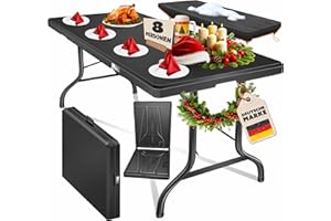 ‎KESSER KESSER® Buffettisch Tisch klappbar Kunststoff 183x76 cm Campingtisch Partytisch Klapptisch Gartentisch für Garten, Terrasse und Balkon zusammenklappbar 6 Personen inkl. Cover & Tragegriff, Anthrazit