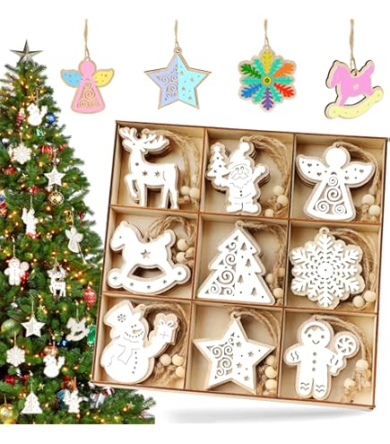 Houten hanger kerstboom met touwtje 5 cm (24 stuks