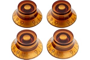 Musiclily Pro Metrische Gitarrenknöpfe Top Hat Potiknöpfe Bell Knobs für Epiphone Les Paul Style E-Gitarre Bass, Amber(4er Set)