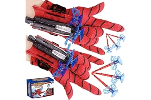 MAXRICUS Spider Web Shooter Toy Gift - Web Shooters for Kids Super Hero Boy Girl Toy with Spider Gloves Launcher Wrist Toy Sucking Disc Bullets for Boy Girl Age 3-14 Birthday Gift With Gift Box Package (2Pcs)