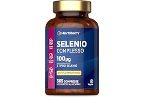 HORBÄACH Selenio Integratore 100 mcg | 365 Compresse Vegane | Complesso di Selenito di Sodio e L-Selenometionina | Per Sistema Immunitario, Capelli e Unghie | Selenium Complex | di Horbaach