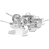 Amazon Basics - pentole, padelle e utensili in acciaio inox, Batteria cucina da 15 pezzi