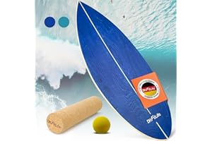 ‎DH FITLIFE DH FitLife Surfin Balance Board aus Echtholz | Indoor Surfboard mit Rocker Shape | Wackelbrett für Kinder und Erwachsene | Spaß & Training Zuhause