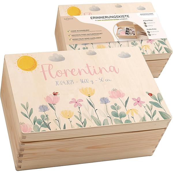 Baby Erinnerungsbox Personalisiert - Holzkiste Mit Pferdemotiv Für Taufgeschenke