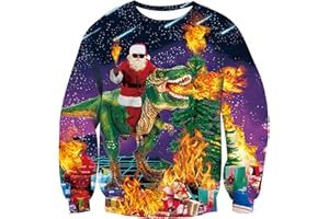 TUONROAD Ugly damski sweter bożonarodzeniowy 3D, długie rękawy, bluza na Boże Narodzenie, S-3XL